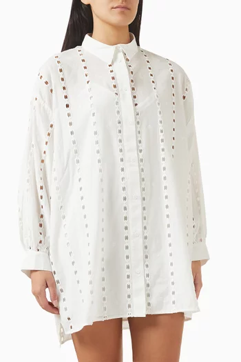 فستان ماريان قصير بنمط قميص قطن