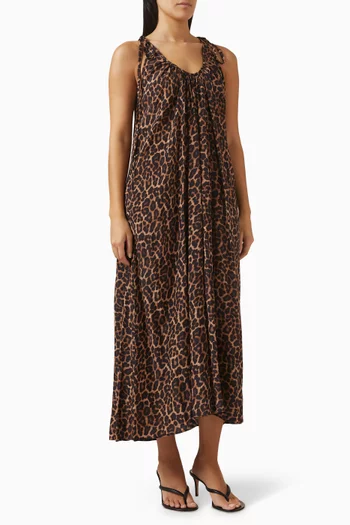 فستان بظهر مكشوف ونقشة زهور مزيج حرير