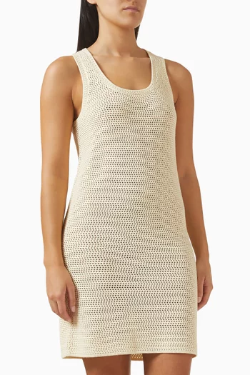 فستان أري قصير مخطط مزيج قطن عضوي