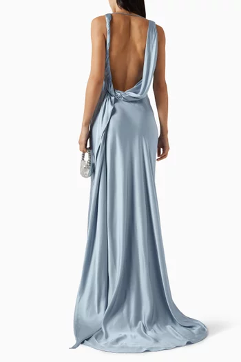 Darcy Cowl-neck Dress in Satin