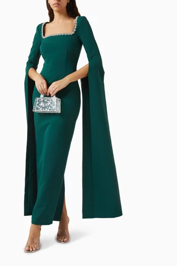 Grace Embellished Cape Gown