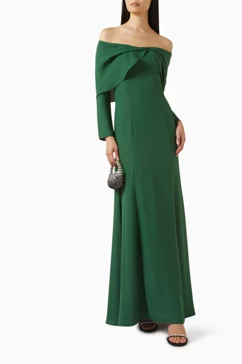 فستان بأكتاف مكشوفة كريب