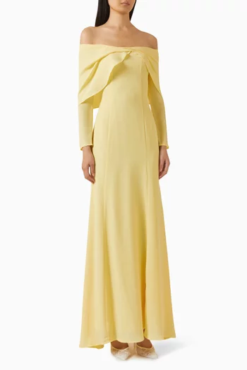 فستان بأكتاف مكشوفة كريب