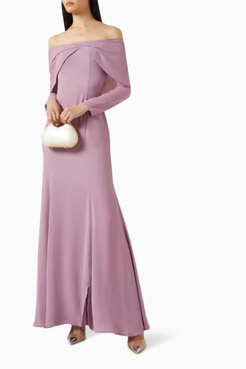 فستان بأكتاف مكشوفة كريب