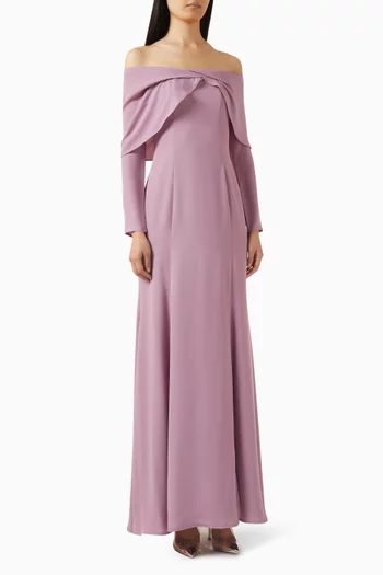 فستان بأكتاف مكشوفة كريب