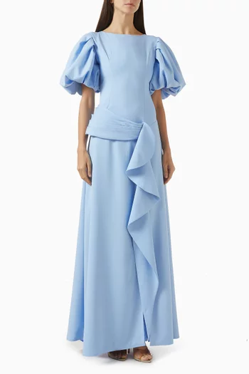 فستان بدرابيه ورباط كريب