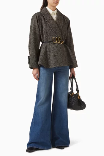 معطف رايدنج صوف بنقشة خطوط شيفرون متعرجة