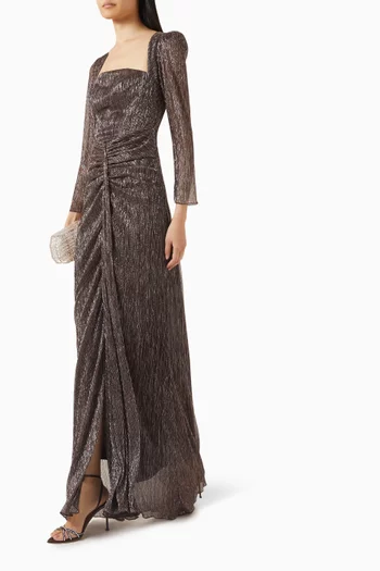 Ruched Dress in Lurex Knit Mesh