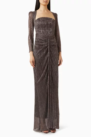 Ruched Dress in Lurex Knit Mesh