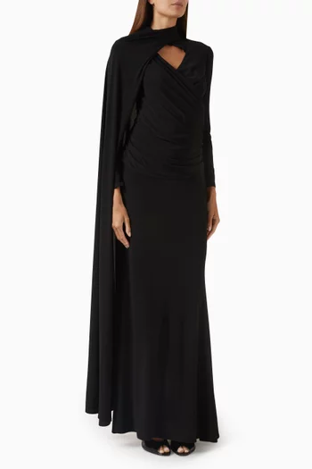 V-neck Cape Dress in Rib Jersey