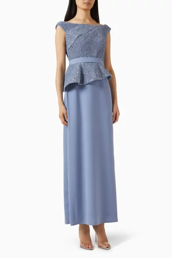 Sequin-embellished Off-shoulder Dress in Crepe