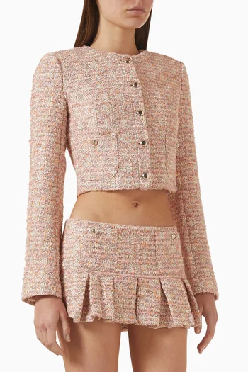 Patch Pocket Cropped Jacket in Tweed