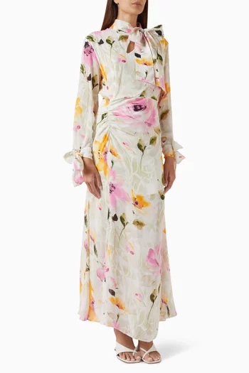 Floral-print Scarf Maxi Dress