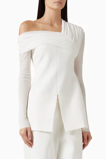 Asymmetric Top in Twill Suiting & Crepe Knit
