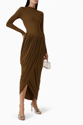 Agnes Draped Dress in Lumine Jersey