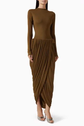 Agnes Draped Dress in Lumine Jersey