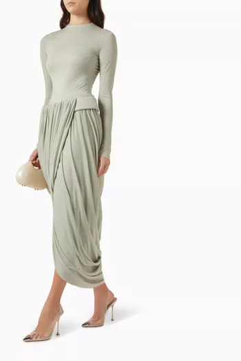 Agnes Draped Dress in Lumine Jersey