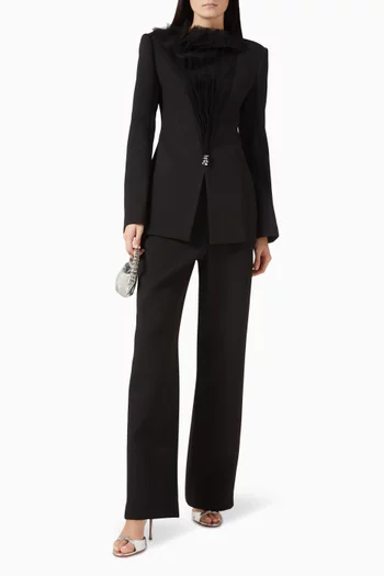 Sheer-panel Blazer in Twill Suiting