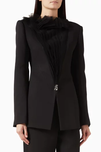 Sheer-panel Blazer in Twill Suiting