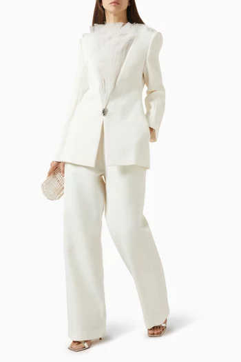Sheer-panel Blazer in Twill Suiting