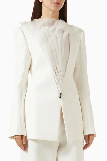 Sheer-panel Blazer in Twill Suiting