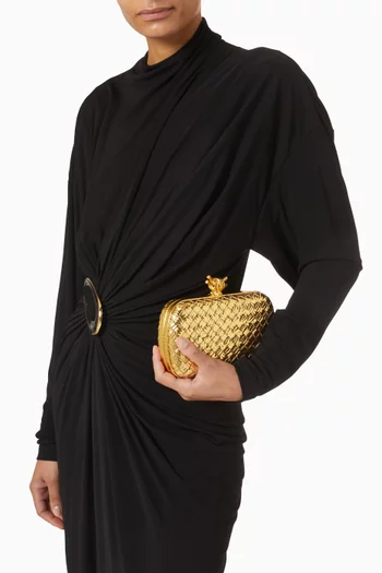 Knot Minaudière Clutch in Laminated Leather