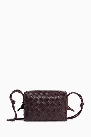 Mini Loop Crossbody Bag in Intrecciato Leather