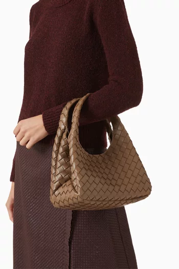 حقيبة كتف كامبانا صغيرة جلد مجدول