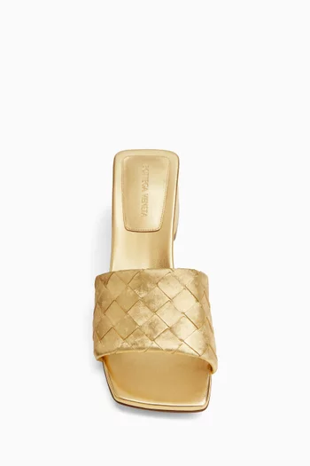 Parco Mules in Intrecciato Lamina Satin leather