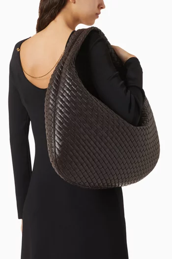 Maxi Veneta Shoulder Bag in Intrecciato Leather