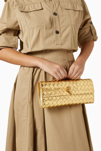 Andiamo Clutch in Intrecciato Laminated Leather