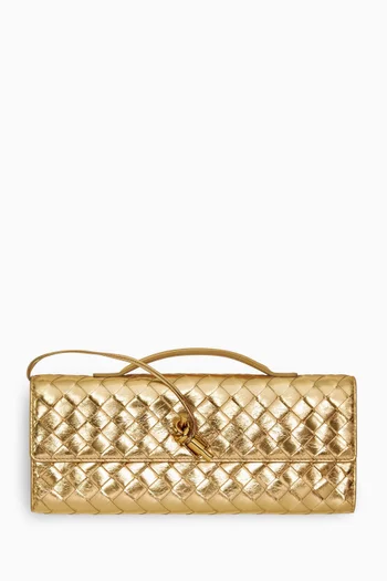 Andiamo Clutch in Intrecciato Laminated Leather