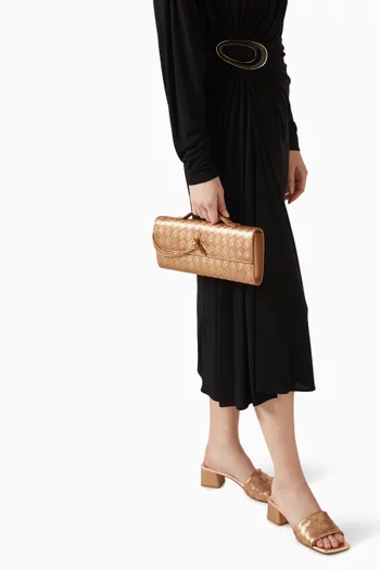 Andiamo Clutch in Intrecciato Lamina Leather