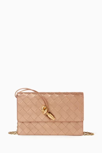 حقيبة أنديامو صغيرة بسلسلة جلد لامع مجدول