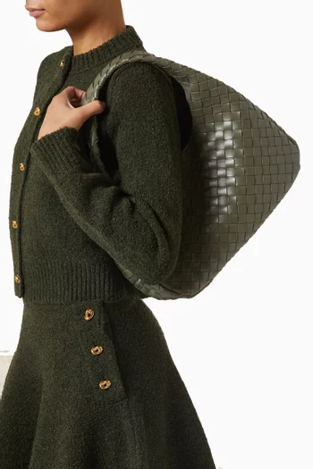 حقيبة كتف كامبانا متوسطة جلد مجدول