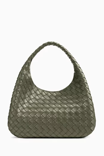 حقيبة كتف كامبانا متوسطة جلد مجدول