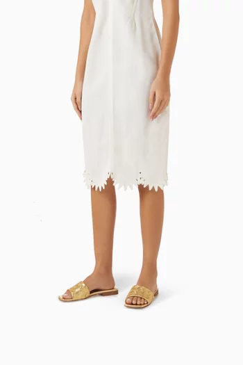 Parco Flat Mules in Intrecciato Satin Leather