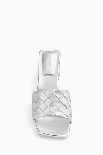 Parco Mules in Intrecciato Lamina Satin leather