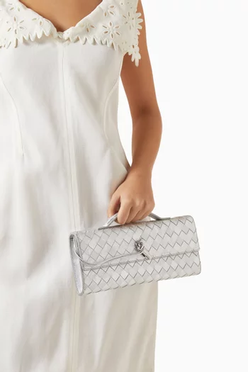 Andiamo Clutch in Intrecciato Laminated Leather