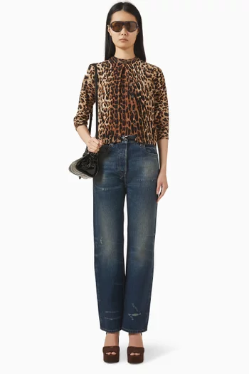 Leopard-print Cardigan in Cashmere