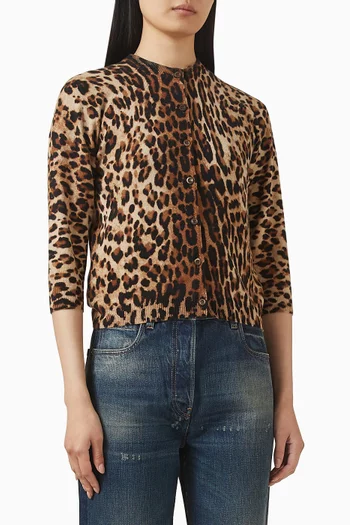 Leopard-print Cardigan in Cashmere