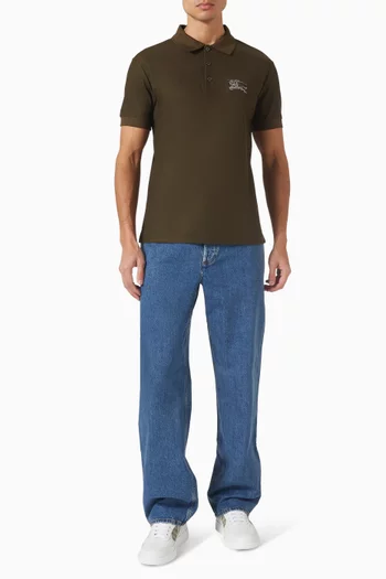 تي شيرت بولو بشعار الفروسية اللامع قطن