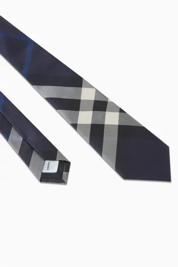 ربطة عنق بنقشة مربعات حرير