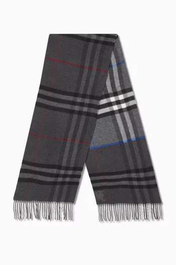 Contrast Check Scarf in Cashmere