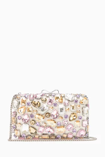 Crystal-embellished Clutch Bag in Satin