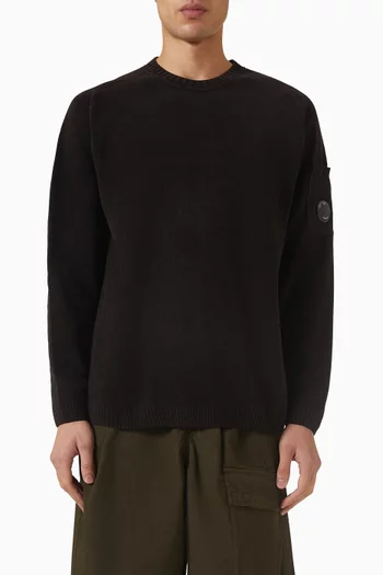 سترة بفتحة رقبة مستديرة وحلية العدسة قطن شنيل