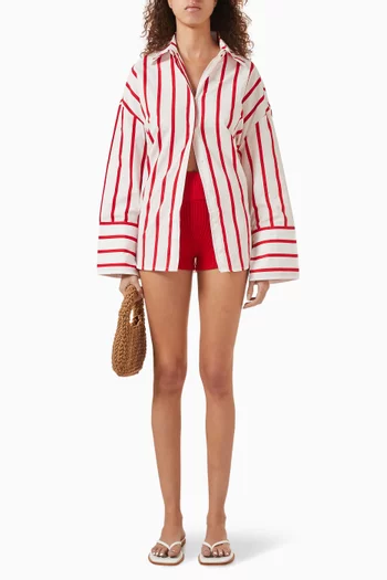 قميص ريفيري بنقشة مخططة قطن عضوي