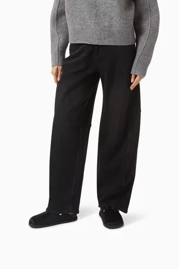 حذاء بوسطن مفتوح من الخلف بإبزيم كبير شعر مهر