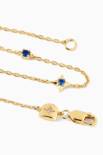 سوار بتصميم سلسلة بحلي شكل نجوم مرصعة بالكريستال فضة إسترلينية مطلية بالذهب عيار 18