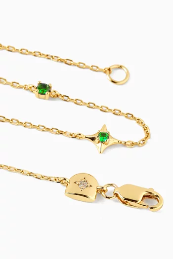 سوار بتصميم سلسلة بحلي شكل نجوم مرصعة بالكريستال فضة إسترلينية مطلية بالذهب عيار 18